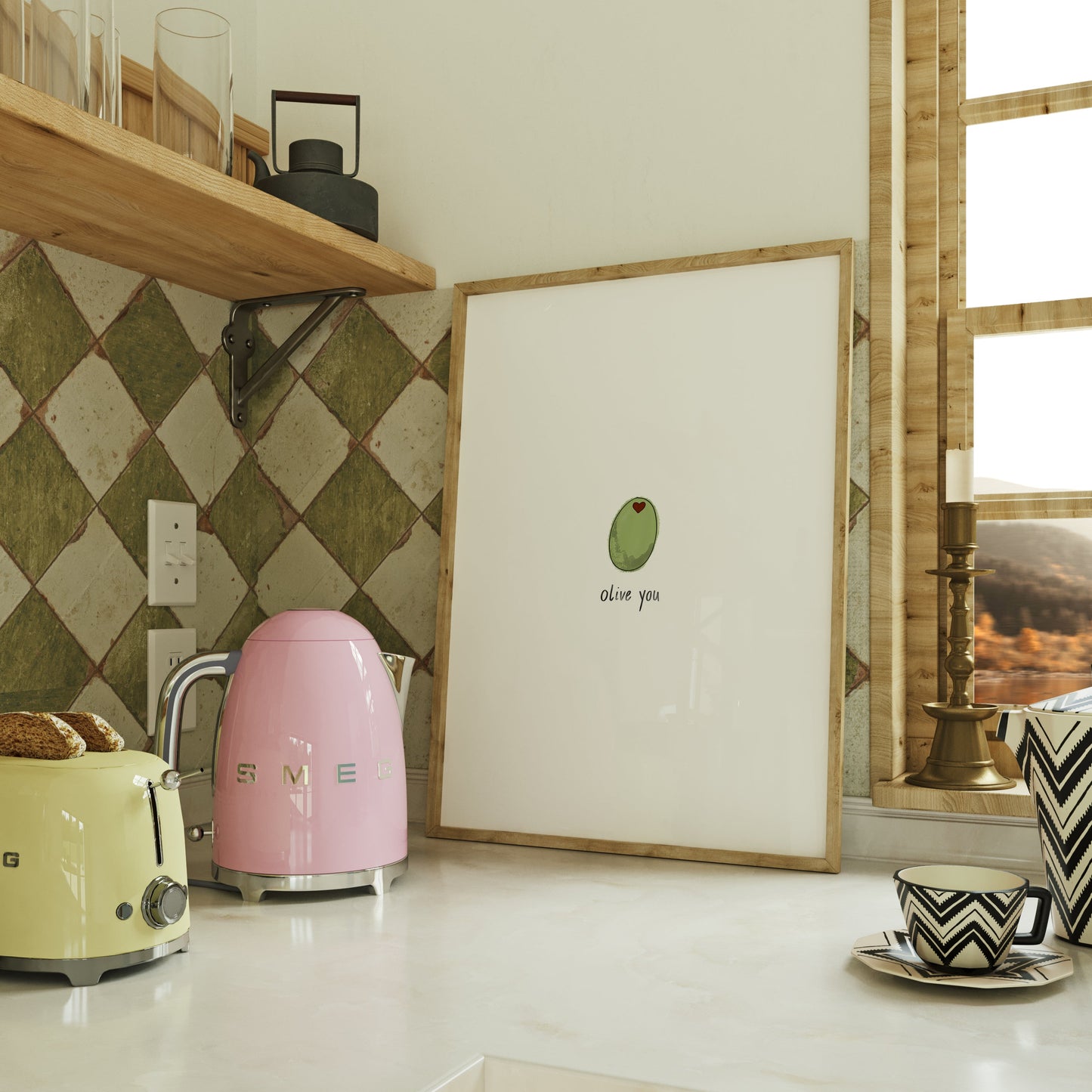 Olive You Minimalistic Print