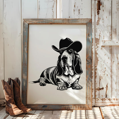 Western Bassett Hound Print