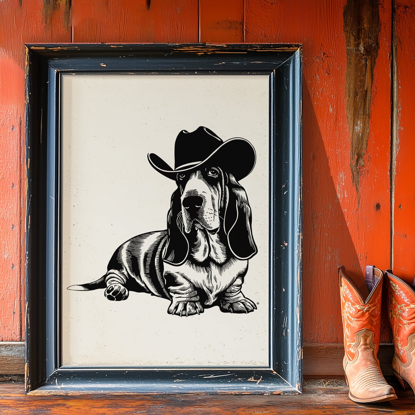 Western Bassett Hound Print