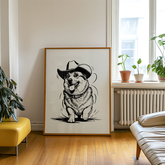 Corgi Cowboy Print