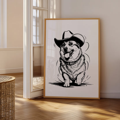 Corgi Cowboy Print