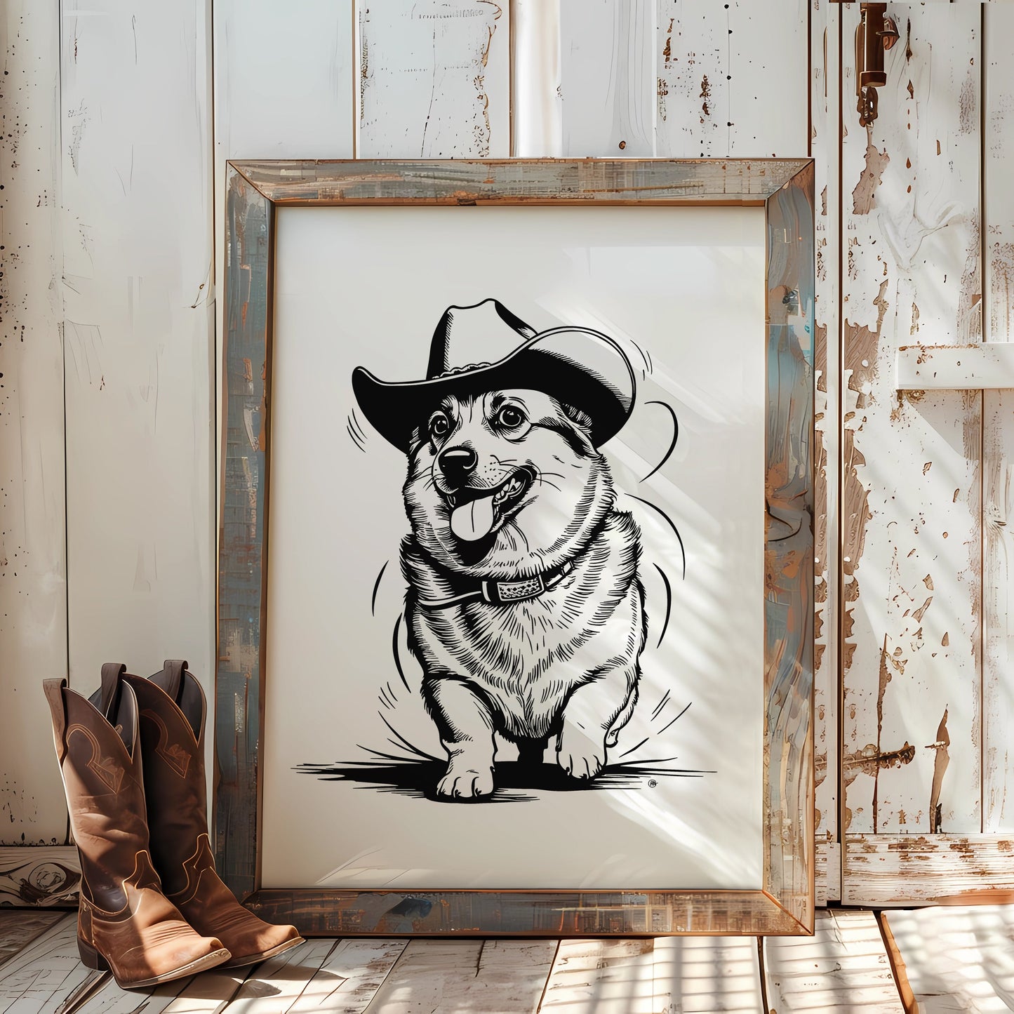 Corgi Cowboy Print