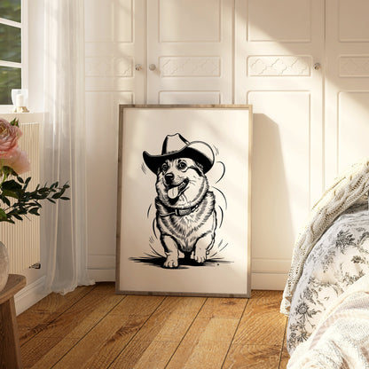 Corgi Cowboy Print